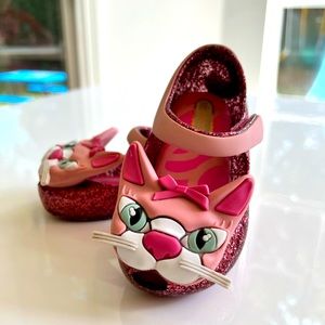 Mini Melissa Pink Ultragirl Glitter Cat Mary Jane Flat